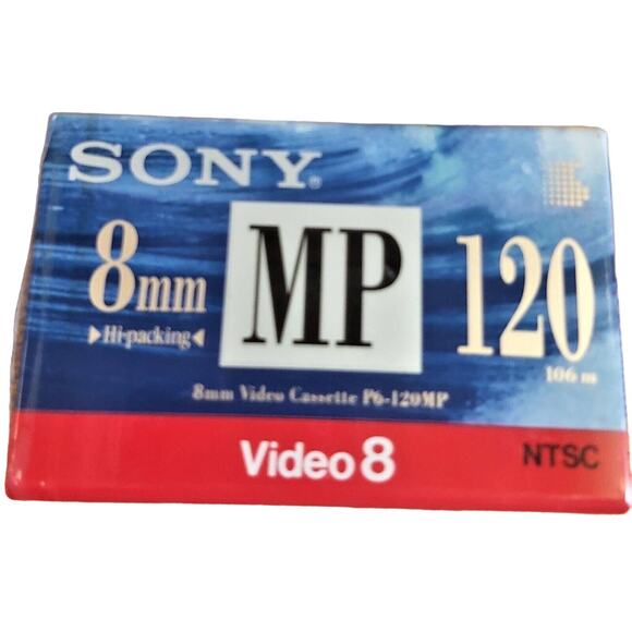 Sony 8mm Blank Video Cassette Tape P6-120MP 120 Minute Recording Time - Sealed - Picture 1 of 4